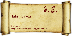 Hahn Ervin névjegykártya