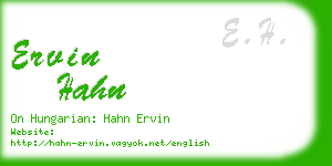 ervin hahn business card